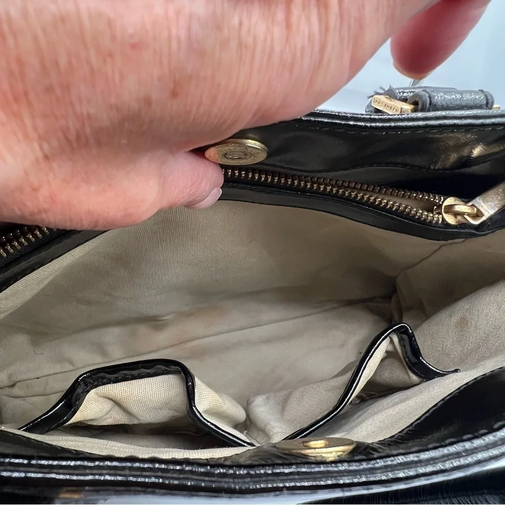 Tory Burch Black Leather Bag with Gold Accent - GUC